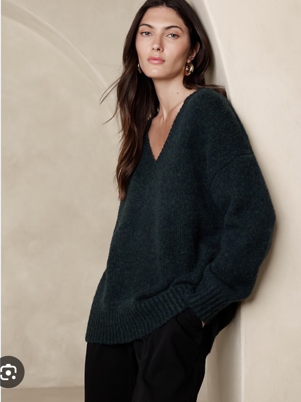 Banana Republic Salma Oversized Wool-Cotton Sweater in Monsoon Teal Size XL